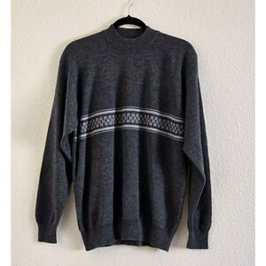 Vintage Fenghuang  Sweater Mens Size Medium Wool Gray Eclectic Grandpa